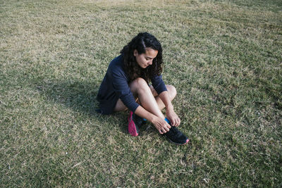 Girl getting ready to run