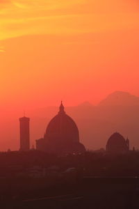 Silhouette temple against sky during sunset