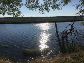 Scenic view of lake against sky