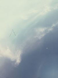 Low angle view of birds flying in sky