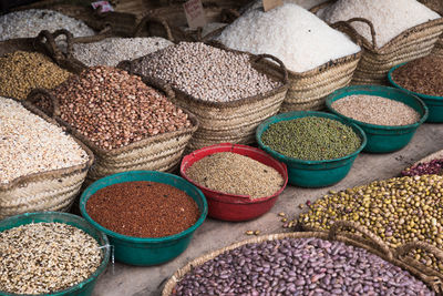 Various groceries for sale at market stall