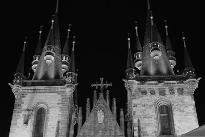 Low angle view of church against sky at night