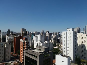 Cityscape against clear sky