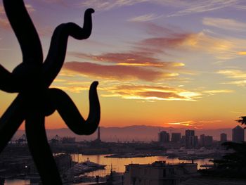 View of cityscape at sunset