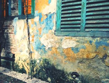 Close-up of abandoned building