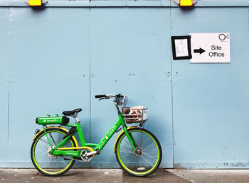 Bicycles on wall