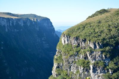 Scenic view of mountains against clear sky