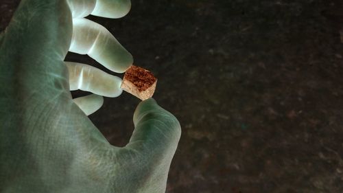 Close-up of hand holding cigarette