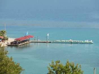 View of boats in calm sea