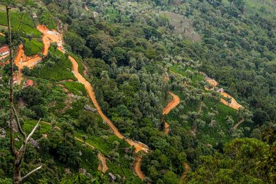 High angle view of winding road on mountain