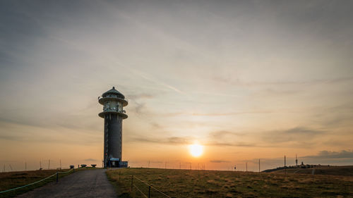Street light against sky during sunset