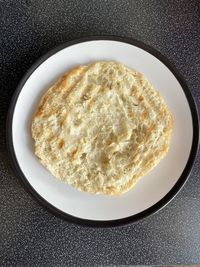 High angle view of breakfast served on table