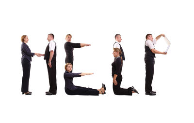 Group of people against white background