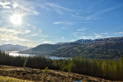 Scenic view of lake and mountains