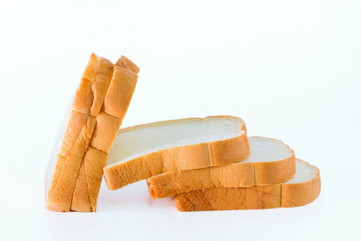 Close-up of cookies against white background