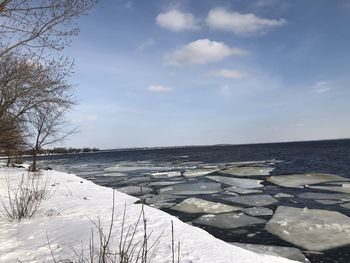 Scenic view of frozen sea against sky