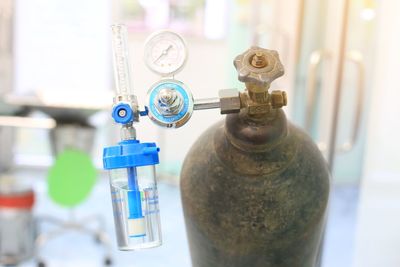 Close-up of medical oxygen equipment