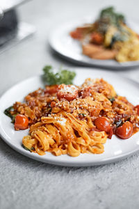 Close-up of food in plate on table