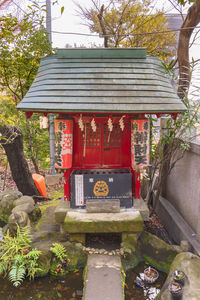 Temple in park by building