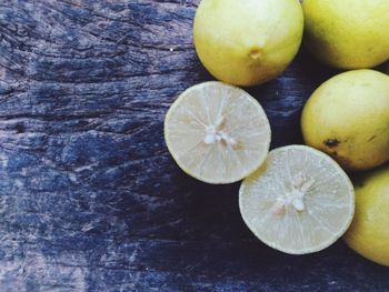 High angle view of fruits on table