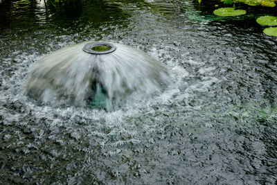 High angle view of waterfall in water