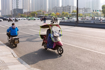 View of motorcycle on road