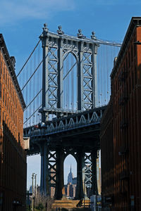 Low angle view of suspension bridge