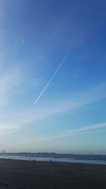 Scenic view of beach against clear blue sky