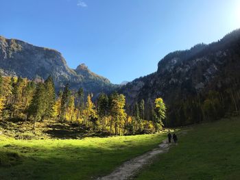 Scenic view of mountains against clear sky