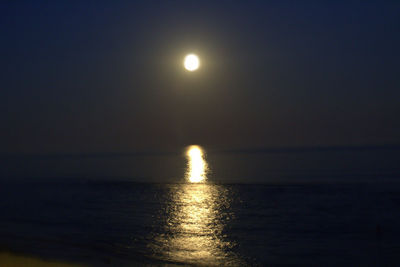 Scenic view of sea against sky at night