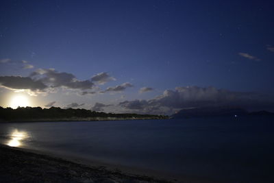 Scenic view of sea against sky at night