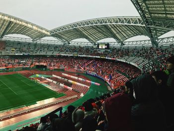 High angle view of crowd at stadium