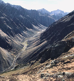 Scenic view of mountain range against sky