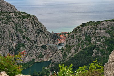 Cetina river canyon and city of omis in croatia