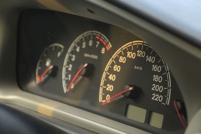 Extreme close up of speedometer