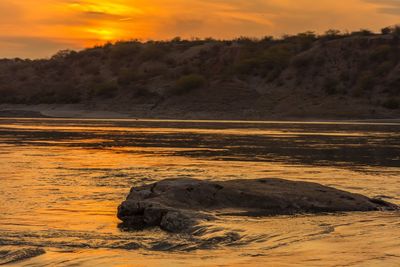 Scenic view of landscape against sky during sunset