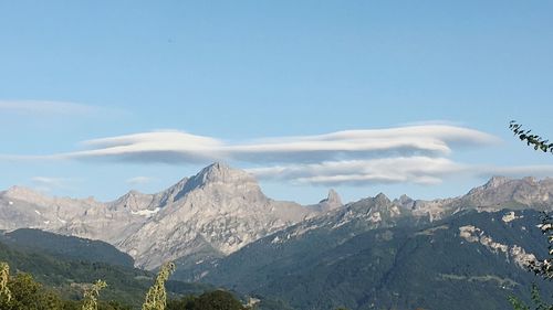 Scenic view of mountains against sky