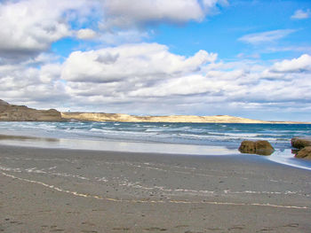 Scenic view of beach against sky