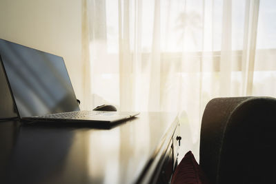 Interior of laptop on table