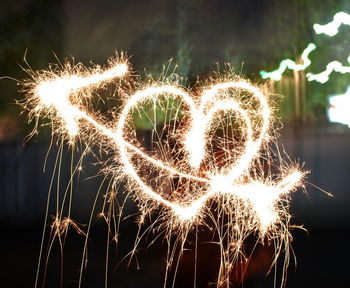 Firework display at night