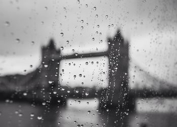 Close-up of water drops on glass