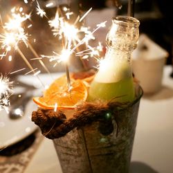 Close-up of beer glass