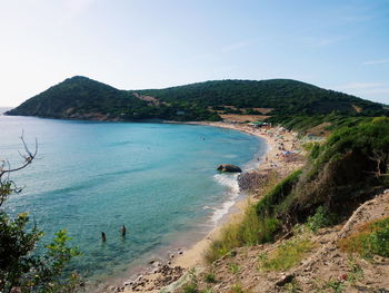 High angle view of beach against sky