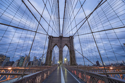 Webbing of the brooklyn bridge at dawn nyc