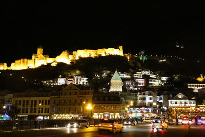 City street and buildings at night