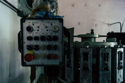 Close-up of old machine part