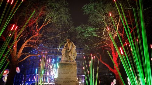 Illuminated lights at night