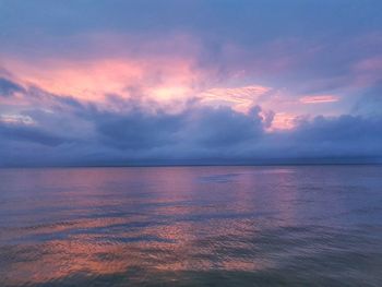 Scenic view of sea against sky at sunset