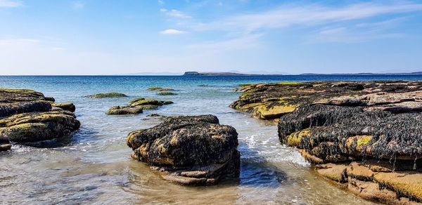 Scenic view of sea shore against sky