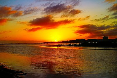 Scenic view of sunset over sea